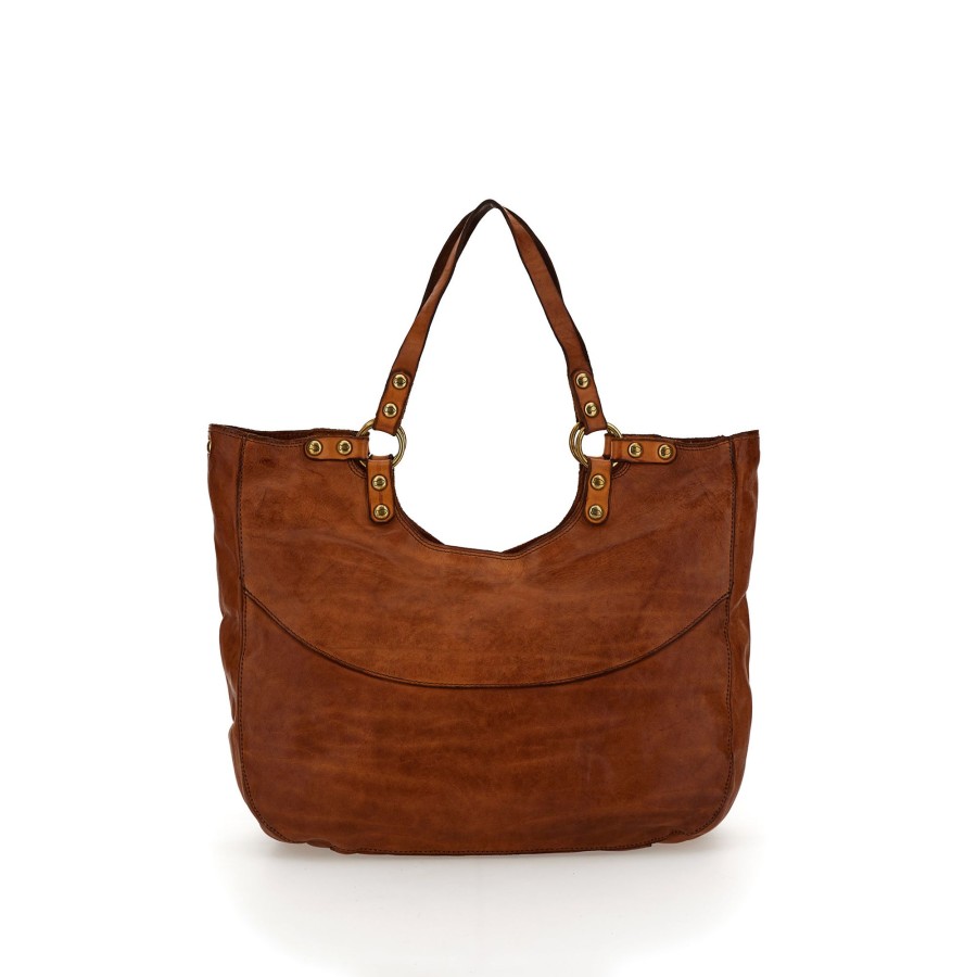 Tassen Campomaggi | Campomaggi Traditional Mamore Shopping Bag Cognac