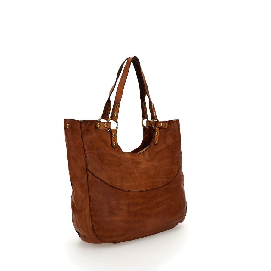 Tassen Campomaggi | Campomaggi Traditional Mamore Shopping Bag Cognac
