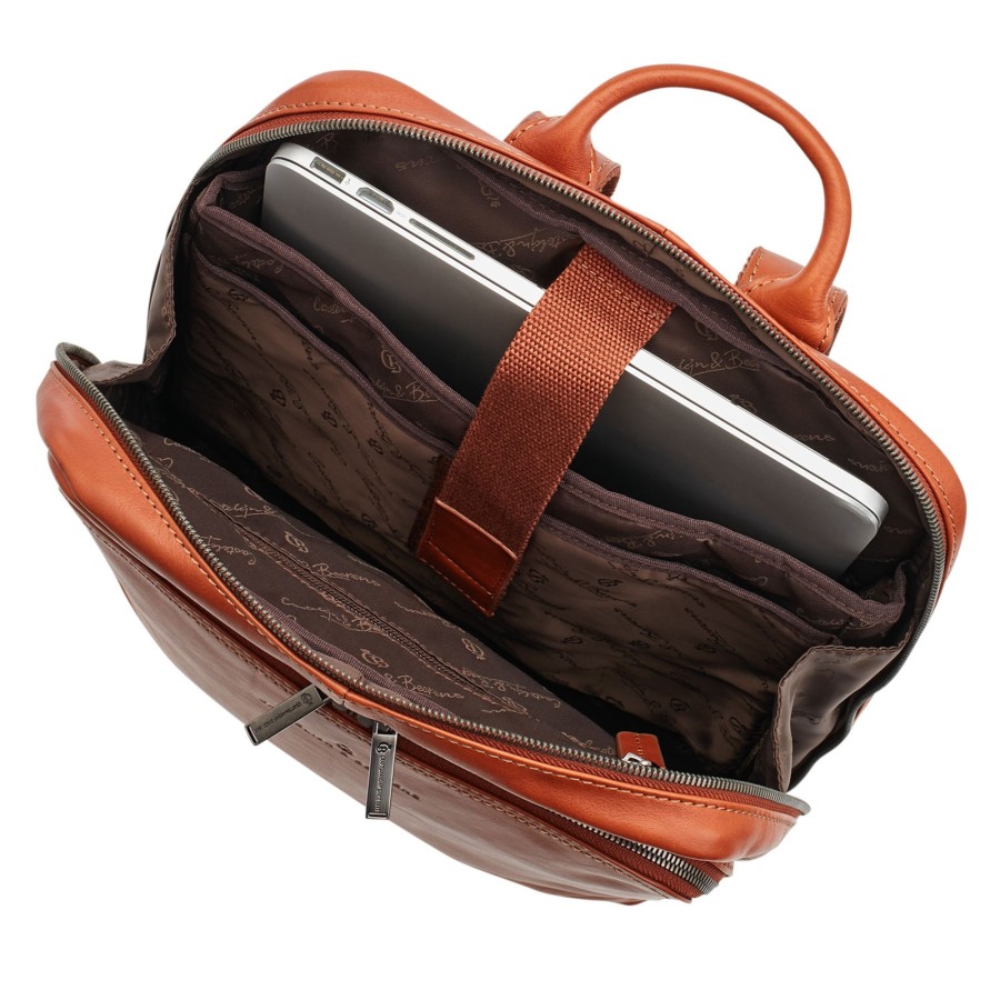 Werktassen Castelijn & Beerens | Castelijn & Beerens Firenze Laptop Backpack 15.6" + Tablet Light Brown